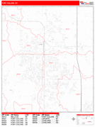 Fort Collins Digital Map Red Line Style